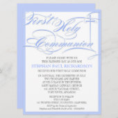 少年の最初の聖餐式招待状ブルー 招待状 (正面/裏面)