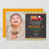 少年の最初の誕生日カボチャのパッチのハロウィン 招待状 (正面/裏面)