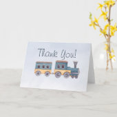 少年の木のおもちゃ青ありがとう カード (黄色い花)