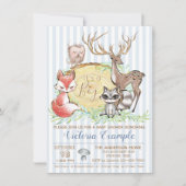 少年の森の動物の赤ちゃんシャワー 招待状 (正面)