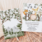 少年の森の動物の赤ちゃんシャワー 招待状