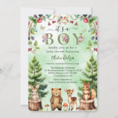 少年の森の動物の赤ちゃんシャワー 招待状 (正面)