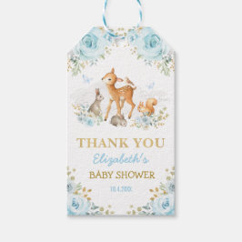 少年の森の動物の青い金ゴールドフローラの好意 ギフトタグ