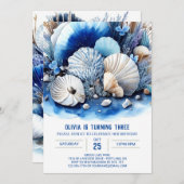 少年の海探索誕生日 招待状 (正面/裏面)