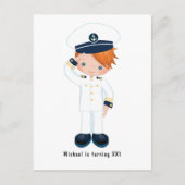 少年の海軍の誕生日パーティー招待状 舟 ポストカード (正面)