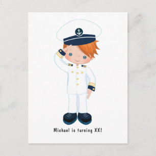 少年の海軍の誕生日パーティー招待状(航海テーマ) ポストカード