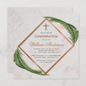 少年の確認グリーンリー銅ファーンクロス大理石 招待状 (正面/裏面)