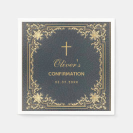 少年の確認ブルーエレガントヴィンテージ書 スタンダードカクテルナプキン