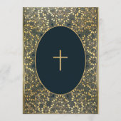 少年の確認金ゴールド離れクロスエレガントブルー 招待状 (裏面)