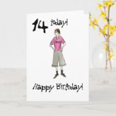 少年の第14誕生日カード カード (黄色い花)