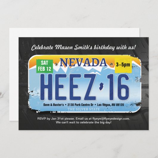 少年の第16誕生日ネバダライセンス招待状 招待状 (正面/裏面)