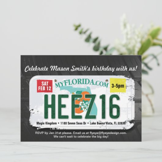 少年の第16誕生日フロリダライセンス招待状 招待状 (スタンド正面)