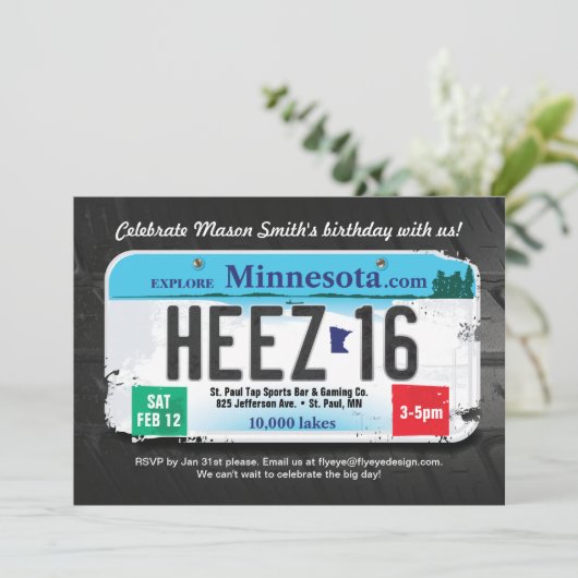 少年の第16誕生日ミネソタ免許招待状 招待状 (スタンド正面)