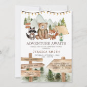 少年の素朴森の動物の赤ちゃんシャワー 招待状 (正面)