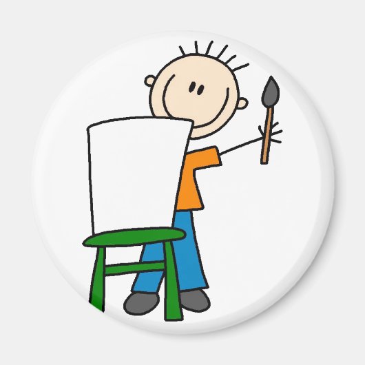 少年の絵を描学校のマグネット マグネット (正面)
