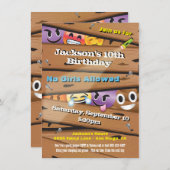 少年の絵文字バースデーパーティ招待状 招待状 (正面/裏面)