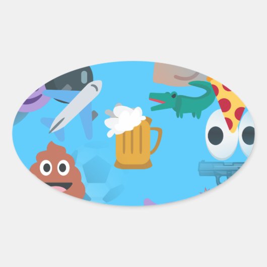 少年の絵文字 楕円形シール (正面)