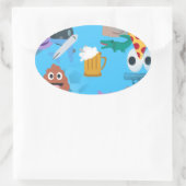 少年の絵文字 楕円形シール (バッグ)