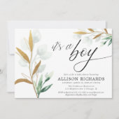 少年の緑の金ゴールドのベビーシャモダンワーです 招待状 (正面)