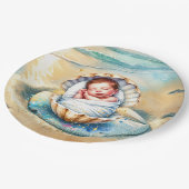 少年の茶色と青の海岸沿いの赤ちゃんシャワー ペーパープレート (アングル)