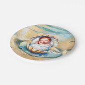 少年の茶色と青の海岸沿いの赤ちゃんシャワー ペーパープレート (アングル)