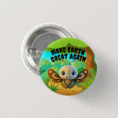 少年の蝶、再び地球を素晴らし作る、野生生物 缶バッジ (正面&裏面)