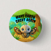 少年の蝶、再び地球を素晴らし作る、野生生物 缶バッジ (正面)