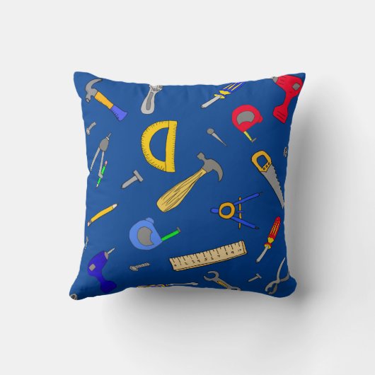 少年の装飾用クッションとツールのコラージュ クッション (裏面)