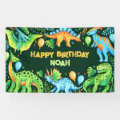 少年の誕生日かわいい恐竜のパーティー水色 横断幕 (横)