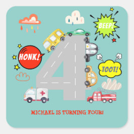 少年の誕生日にビープ車を鳴らす スクエアシール