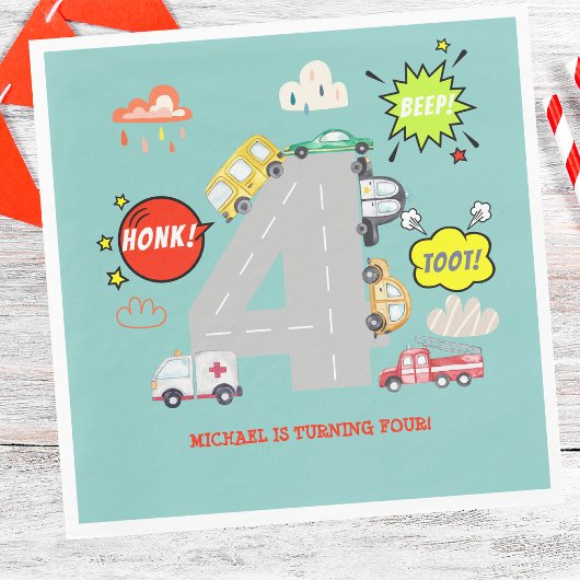 少年の誕生日にビープ車を鳴らす スタンダードランチョンナプキン