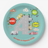 少年の誕生日にビープ車を鳴らす ペーパープレート (正面)
