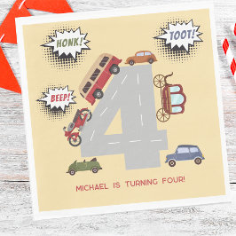 少年の誕生日のホントビープのレトロな車 スタンダードランチョンナプキン