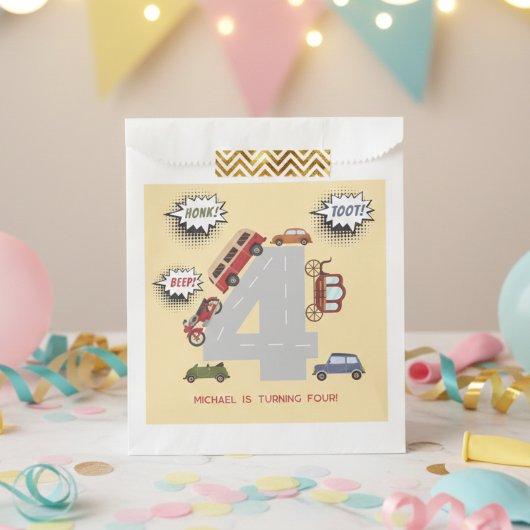 少年の誕生日のホントビープのレトロな車 フェイバーバッグ