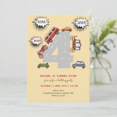 少年の誕生日のホントビープのレトロな車 招待状 (スタンド正面)