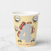 少年の誕生日のホントビープのレトロな車 紙コップ (裏面)