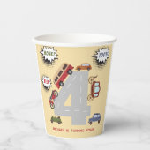 少年の誕生日のホントビープのレトロな車 紙コップ (正面)