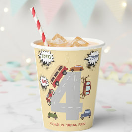 少年の誕生日のホントビープのレトロな車 紙コップ