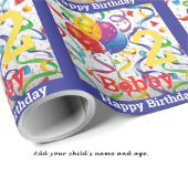 少年の誕生日の名前と年齢のパーソナライズカラフル ラッピングペーパー