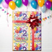 少年の誕生日の名前と年齢のパーソナライズカラフル ラッピングペーパー