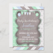 少年の誕生日はっきりしたパーティーテンプレート 招待状 (正面)