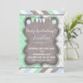 少年の誕生日はっきりしたパーティーテンプレート 招待状 (スタンド正面)