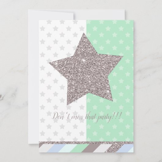 少年の誕生日はっきりしたパーティーテンプレート 招待状 (裏面)