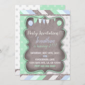 少年の誕生日はっきりしたパーティーテンプレート 招待状 (正面/裏面)