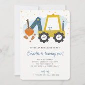 少年の誕生日パーティディガー建築トラック 招待状 (正面)