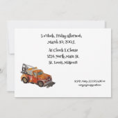 少年の誕生日パーティーとレッカー 招待状 (裏面)