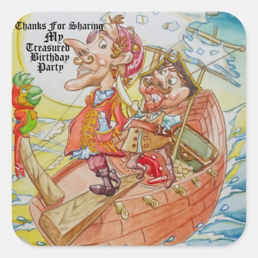 少年の誕生日パーティーのシール スクエアシール (正面)