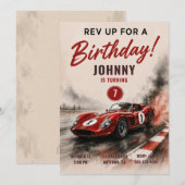 少年の誕生日レーシングカー招待状 招待状 (正面/裏面)