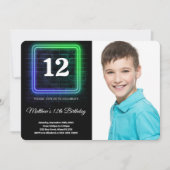 少年の誕生日写真 招待状 (正面)