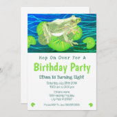 少年の誕生日水色カエル 招待状 (正面/裏面)